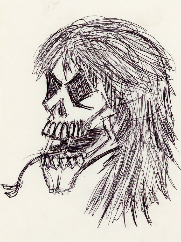 Long-Haired Skull w/ Forked Tongue