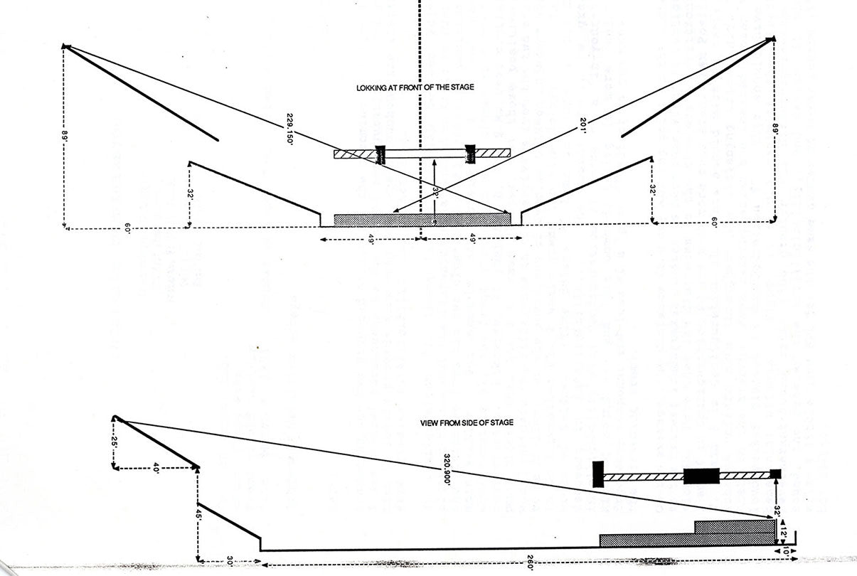 Stage Design Plan, Front and Side Views