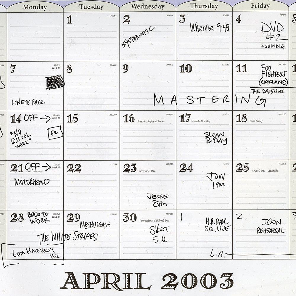 Calendar, April 2003