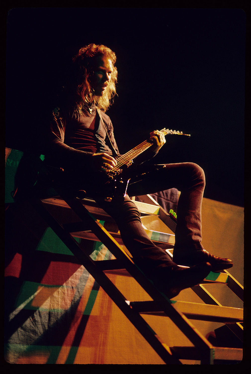 James Hetfield Plays Guitar on Stairs
